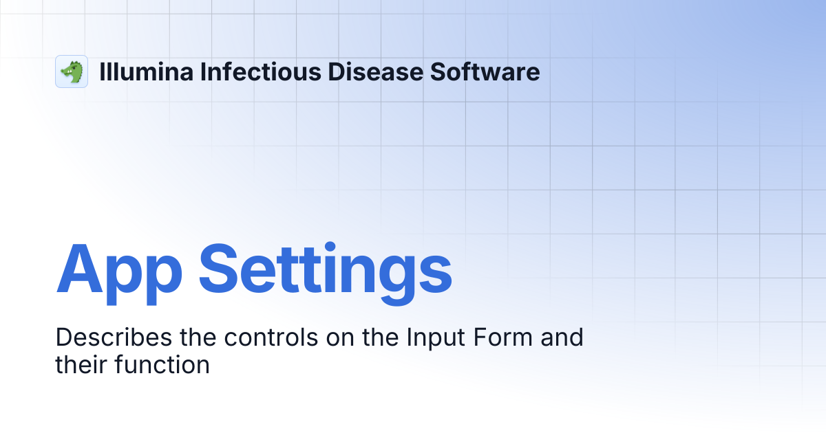 App Settings | Illumina Infectious Disease Software